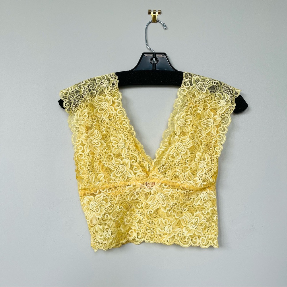Sole Mio Y2K Yellow Lace Lingerie Top - Picture 2 of 4
